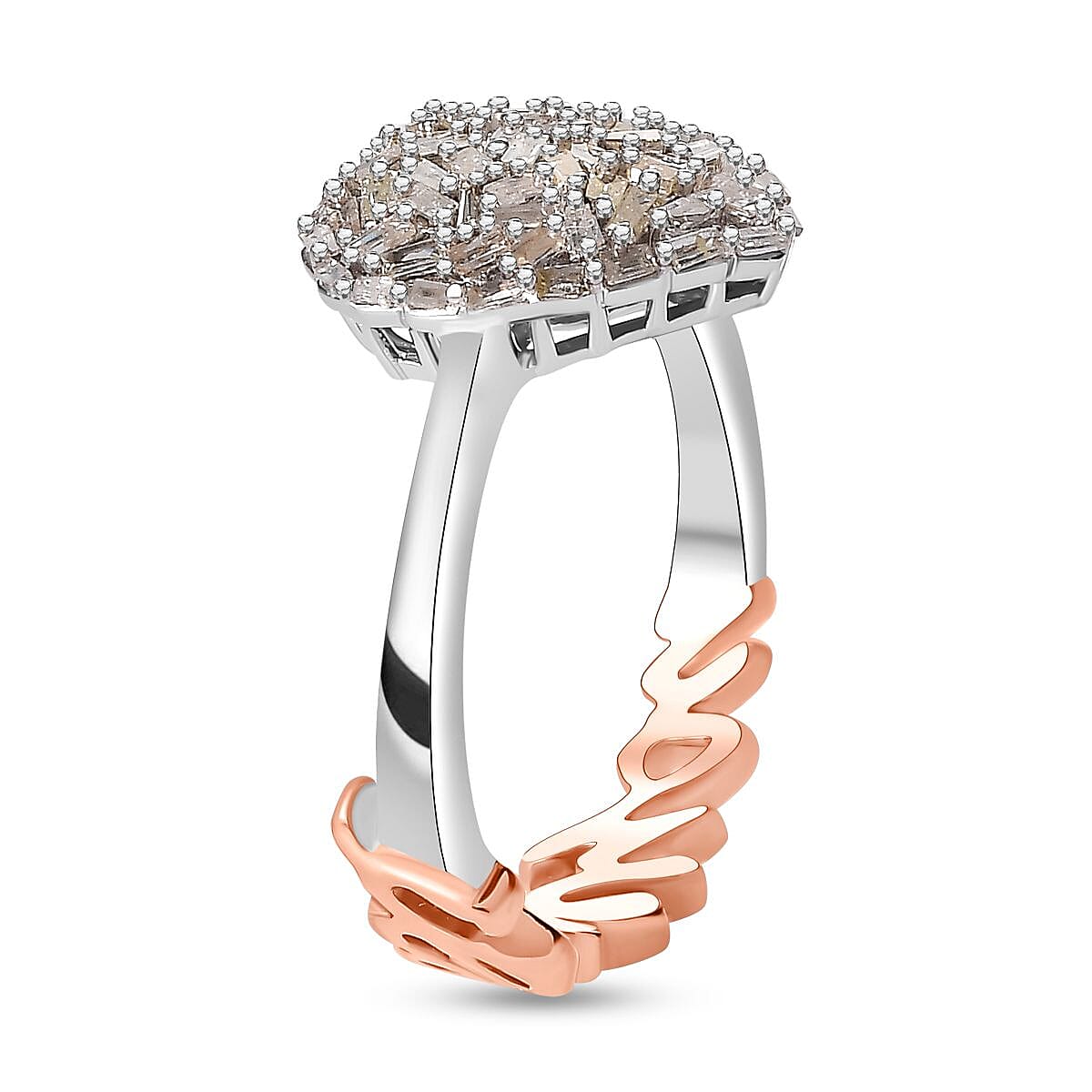 GP Amore Collection Diamond I Love You Heart Ring Vermeil RG and Platinum Over Sterling Silver (Size 9.0) 0.35 ctw image number 3