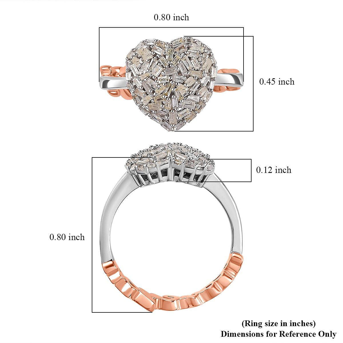 GP Amore Collection Diamond I Love You Heart Ring Vermeil RG and Platinum Over Sterling Silver (Size 9.0) 0.35 ctw image number 6