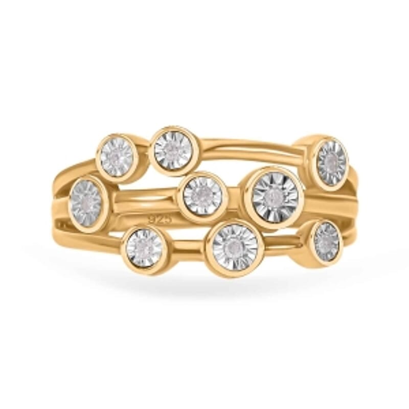 White Diamond 0.10 ctw Ring in 18K Vermeil Yellow Gold Over Sterling Silver (Size 9.0)