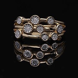 White Diamond 0.10 ctw Ring in 18K Vermeil Yellow Gold Over Sterling Silver (Size 9.0)