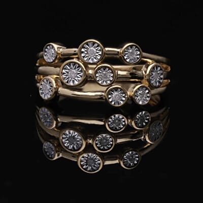 White Diamond 0.10 ctw Ring in 18K Vermeil Yellow Gold Over Sterling Silver (Size 9.0)