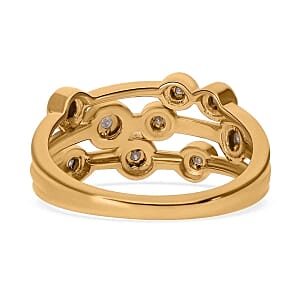 White Diamond 0.10 ctw Ring in 18K Vermeil Yellow Gold Over Sterling Silver (Size 9.0)