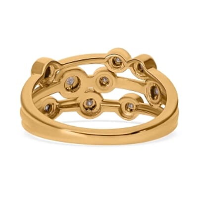 White Diamond 0.10 ctw Ring in 18K Vermeil Yellow Gold Over Sterling Silver (Size 9.0)