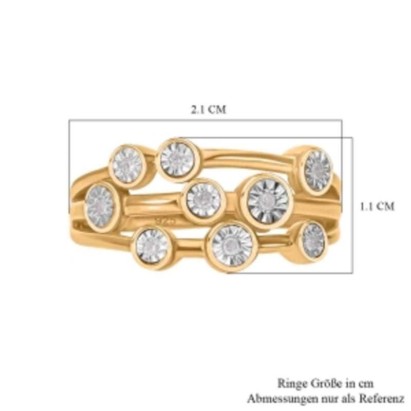 White Diamond 0.10 ctw Ring in 18K Vermeil Yellow Gold Over Sterling Silver (Size 9.0)