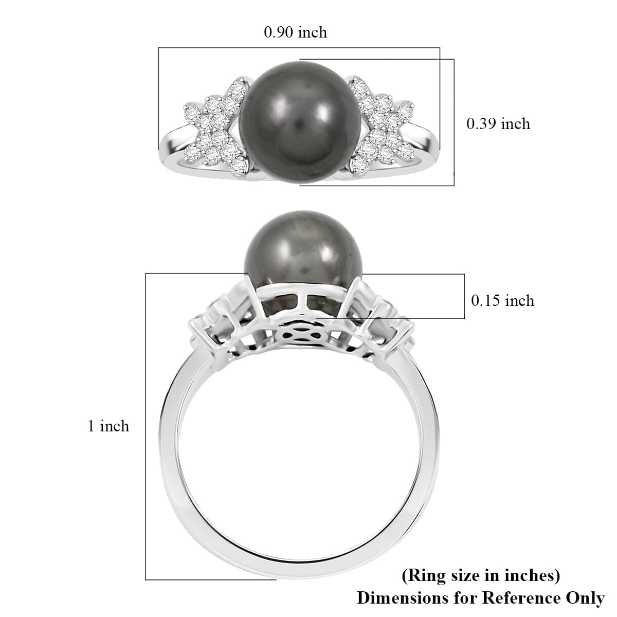 Certified & Appraised Iliana 18K White Gold AAA Tahitian Pearl 10-10.5mm and SI Diamond Ring (Size 10.0) 0.26 ctw image number 5