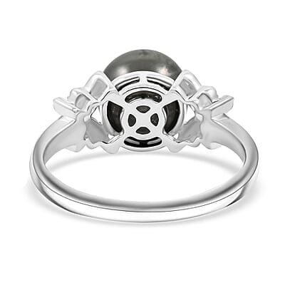 Certified Iliana AAA Tahitian Pearl, Diamond Ring in 18K White Gold 0.26 ctw (Size 5.5)