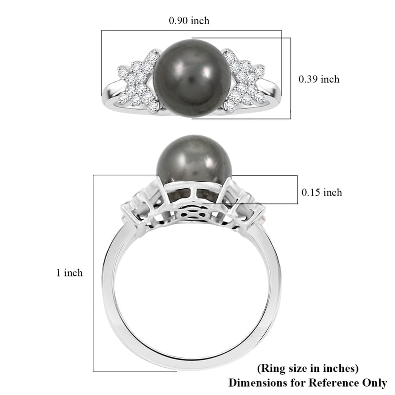 Certified Iliana AAA Tahitian Pearl, Diamond Ring in 18K White Gold 0.26 ctw (Size 5.5)