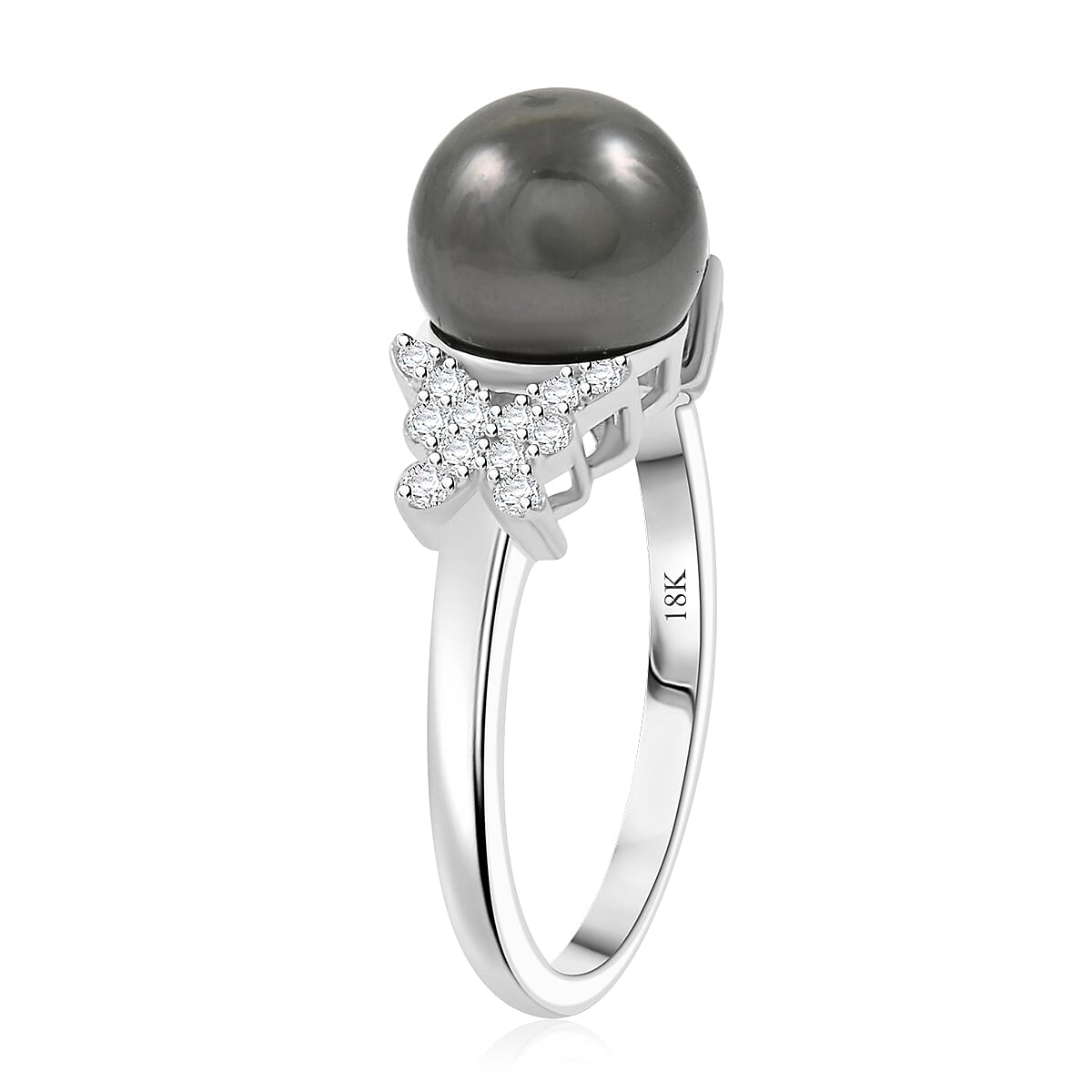 Certified Iliana AAA Tahitian Pearl, Diamond Ring in 18K White Gold 0.26 ctw (Size 7.5) image number 3