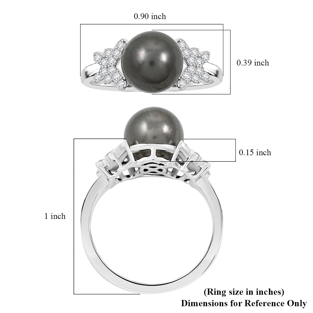Certified Iliana AAA Tahitian Pearl, Diamond Ring in 18K White Gold 0.26 ctw (Size 8.5) image number 5