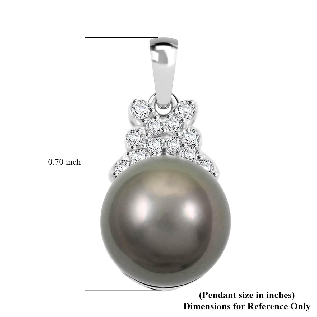 Certified & Appraised Iliana 18K White Gold AAA Tahitian Pearl 10-10.5mm and SI Diamond Pendant 0.13 ctw image number 4