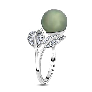 Certified & Appraised Iliana AAA Tahitian Pearl 11mm and SI Diamond 0.27 ctw Ring in 18K White Gold (Size 10.0) 4.13 Grams