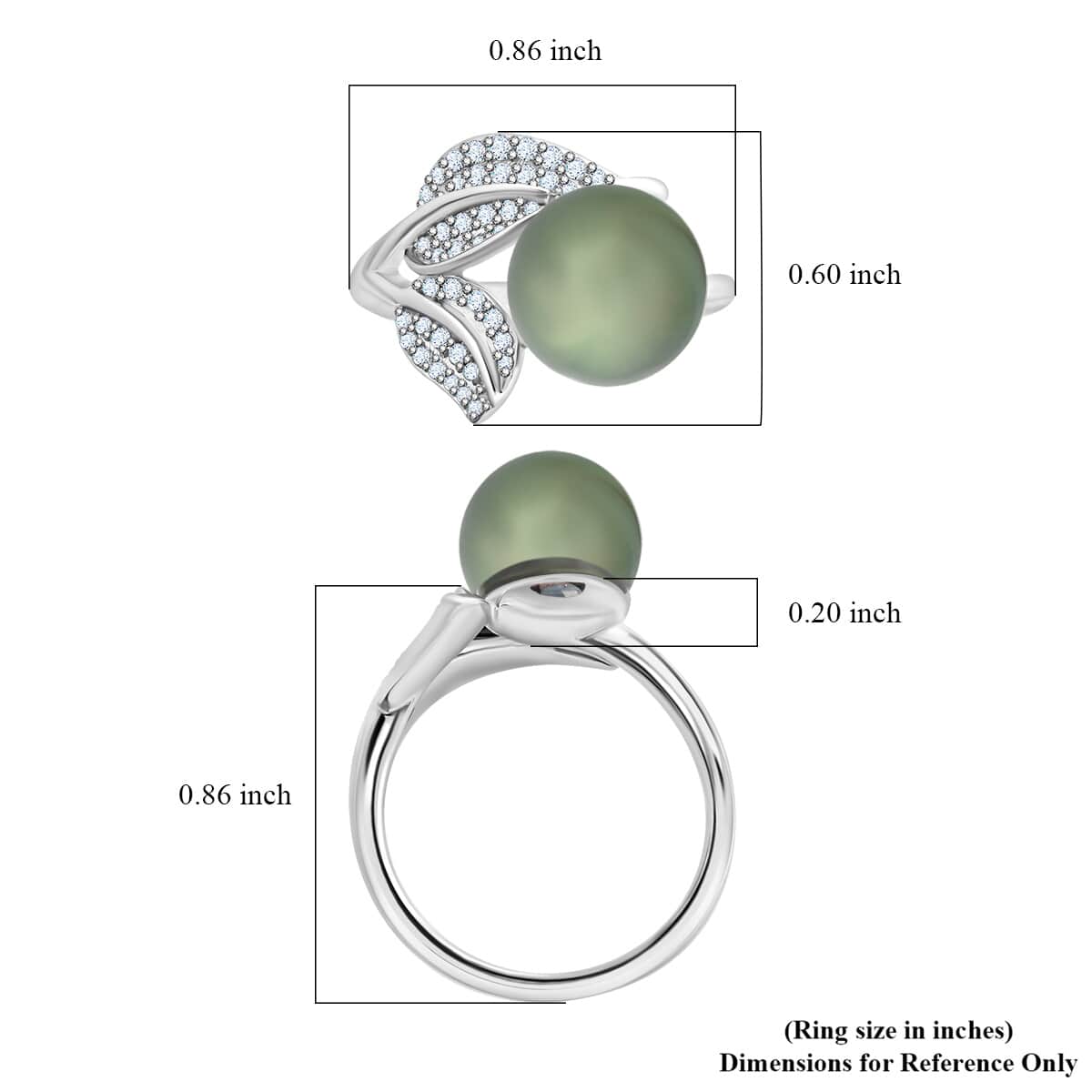Certified & Appraised Iliana 18K White Gold AAA Tahitian Pearl 11mm and SI Diamond Ring (Size 10.0) 4.13 Grams 0.27 ctw image number 4