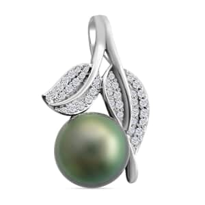 Certified & Appraised Iliana 18K White Gold AAA Tahitian Pearl 10-10.5mm and SI Diamond Pendant 0.27 ctw