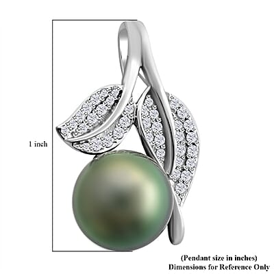 Certified & Appraised Iliana 18K White Gold AAA Tahitian Pearl 10-10.5mm and SI Diamond Pendant without Chain 0.27 ctw