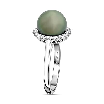 Certified & Appraised Iliana AAA Tahitian Pearl and SI Diamond 0.26 ctw Ring in 18K White Gold (Size 11.0)