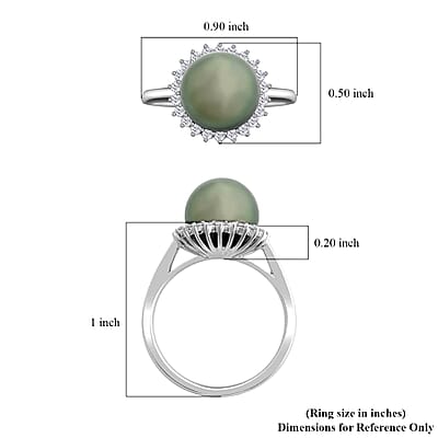 Certified & Appraised Iliana AAA Tahitian Pearl and SI Diamond 0.26 ctw Ring in 18K White Gold (Size 11.0)