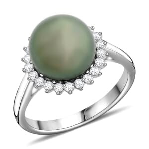 Certified & Appraised Iliana AAA Tahitian Pearl and SI Diamond 0.26 ctw Ring in 18K White Gold (Size 5.5)