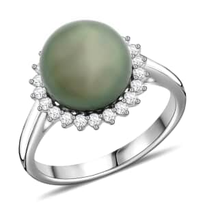 Certified & Appraised Iliana AAA Tahitian Pearl and SI Diamond 0.26 ctw Ring in 18K White Gold (Size 6.0)