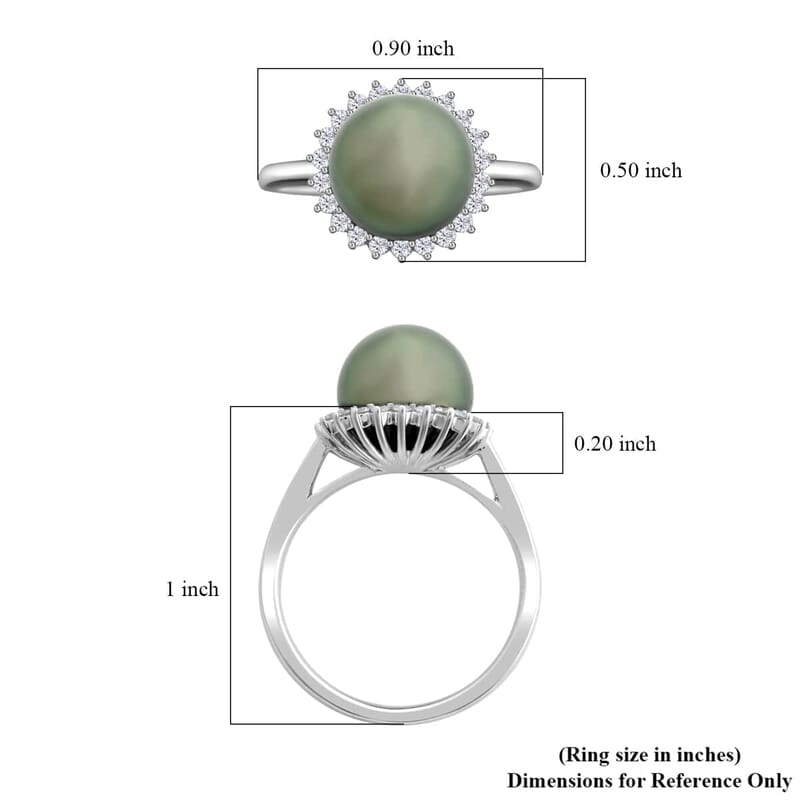 Certified & Appraised Iliana AAA Tahitian Pearl and SI Diamond 0.26 ctw Ring in 18K White Gold (Size 6.5)