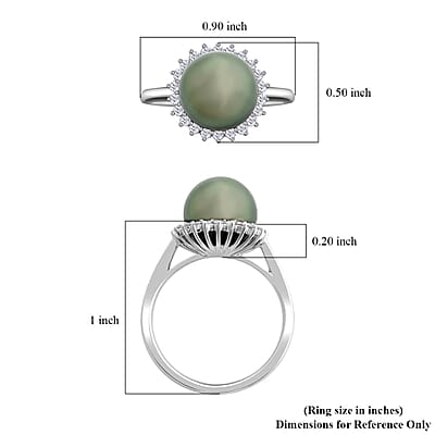 Certified & Appraised Iliana AAA Tahitian Pearl and SI Diamond 0.26 ctw Ring in 18K White Gold (Size 7.0)