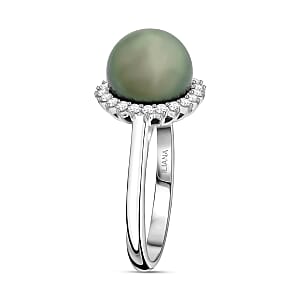 Certified & Appraised Iliana AAA Tahitian Pearl and SI Diamond 0.26 ctw Ring in 18K White Gold (Size 8.5)