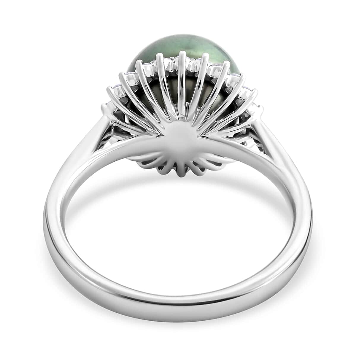 Certified & Appraised Iliana AAA Tahitian Pearl and SI Diamond 0.26 ctw Ring in 18K White Gold (Size 8.5) image number 4