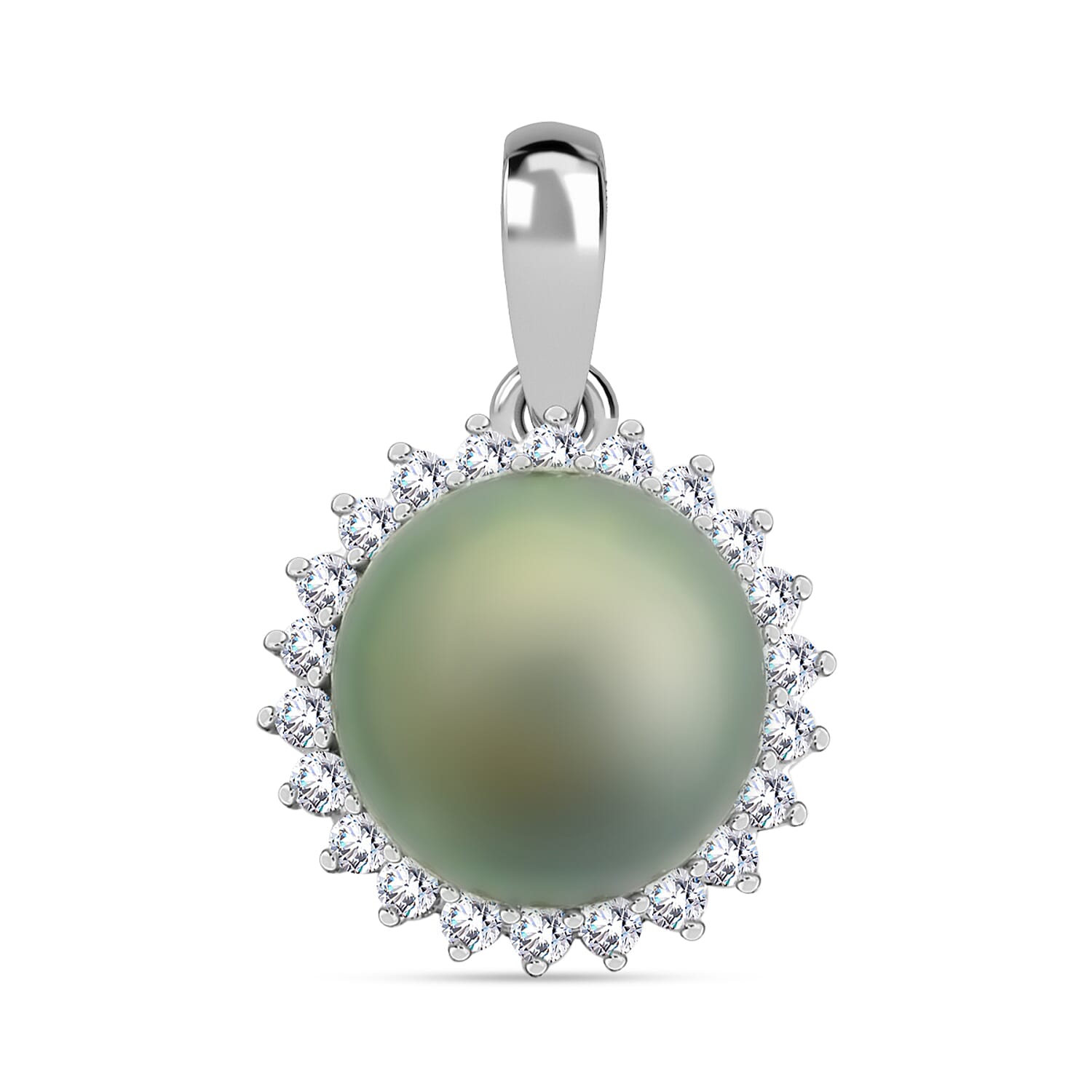 Certified & Appraised Iliana AAA Tahitian Pearl and SI Diamond 0.31 ctw Pendant without Chain in 18K White Gold
