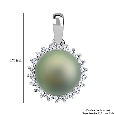 Certified & Appraised Iliana AAA Tahitian Pearl and SI Diamond 0.31 ctw Pendant without Chain in 18K White Gold