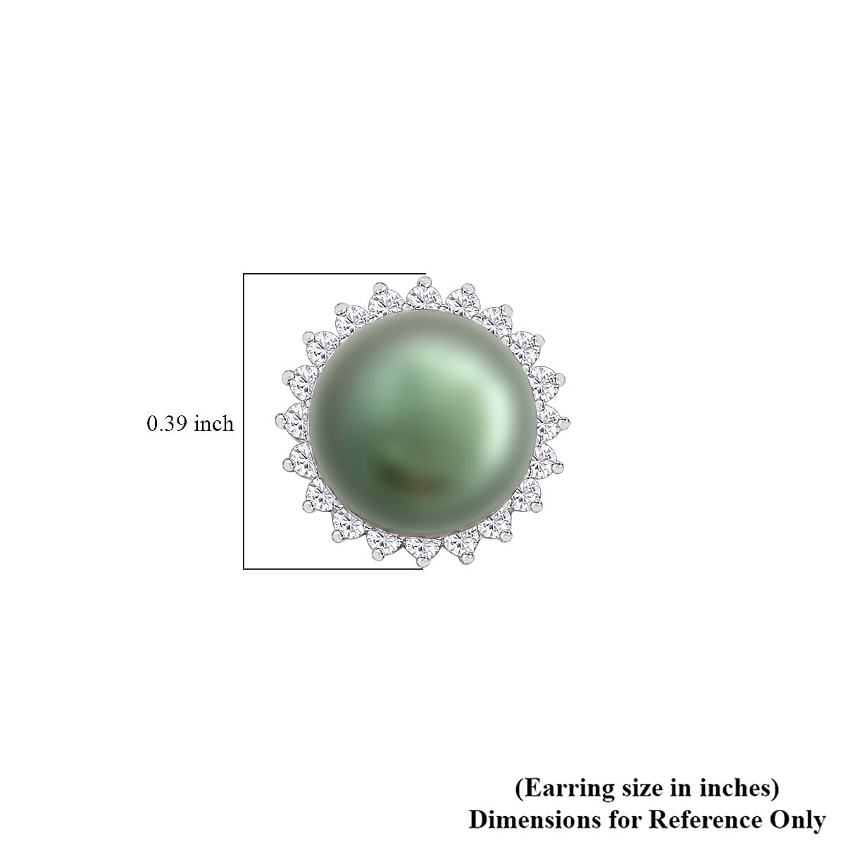 Certified & Appraised Iliana 18K White Gold AAA Tahitian Pearl 8-8.50mm and SI Diamond Earrings 0.32 ctw