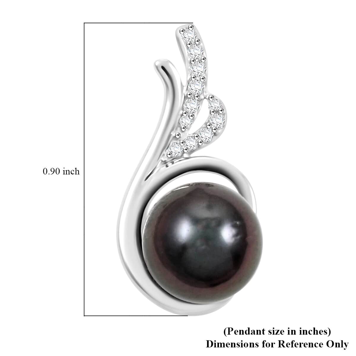 Certified & Appraised Iliana 18K White Gold AAA Tahitian Pearl 8.50-9mm and SI Diamond Pendant 0.08 ctw image number 4