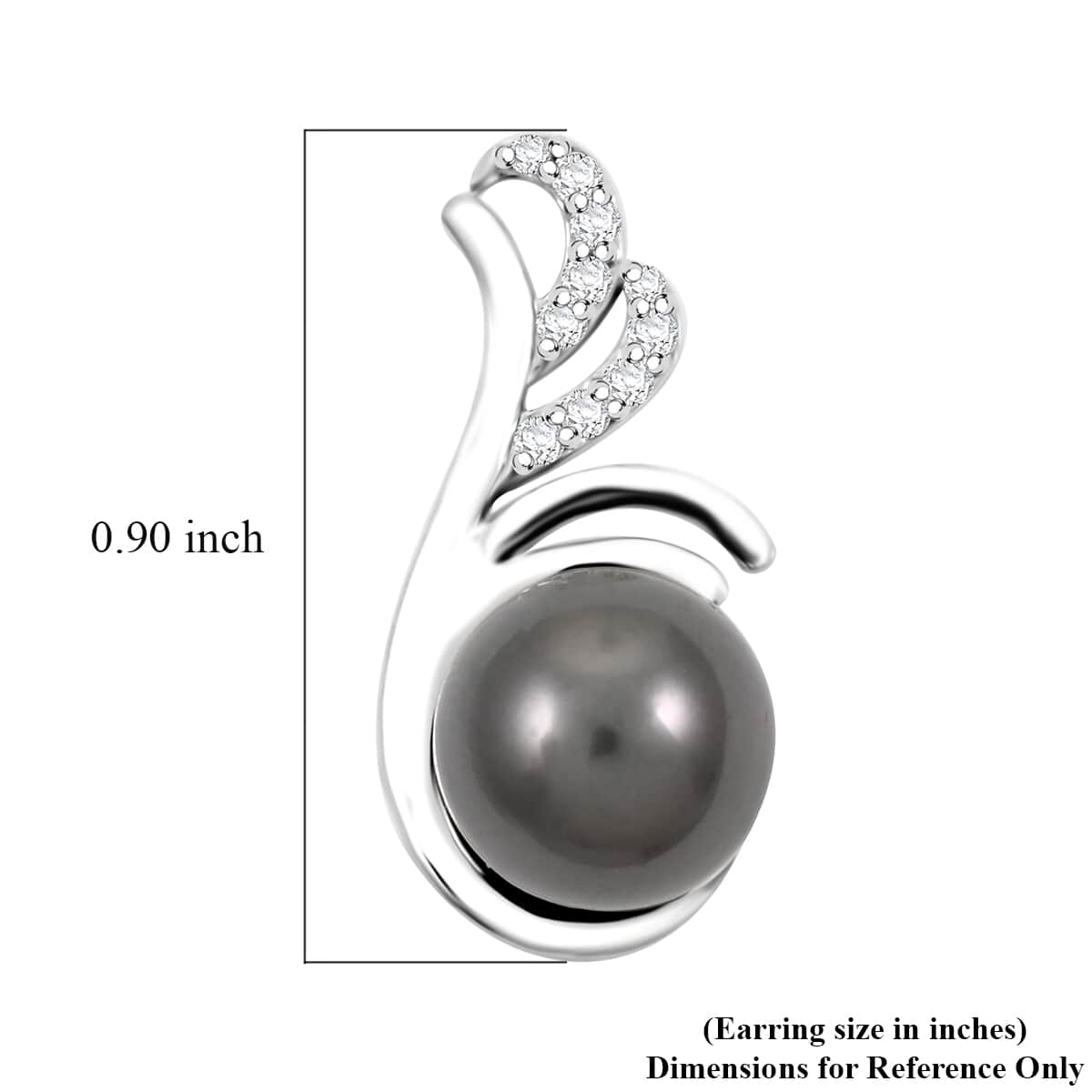 Certified & Appraised Iliana 18K White Gold AAA Tahitian Pearl 8-8.50mm and SI Diamond Earrings 0.15 ctw image number 4