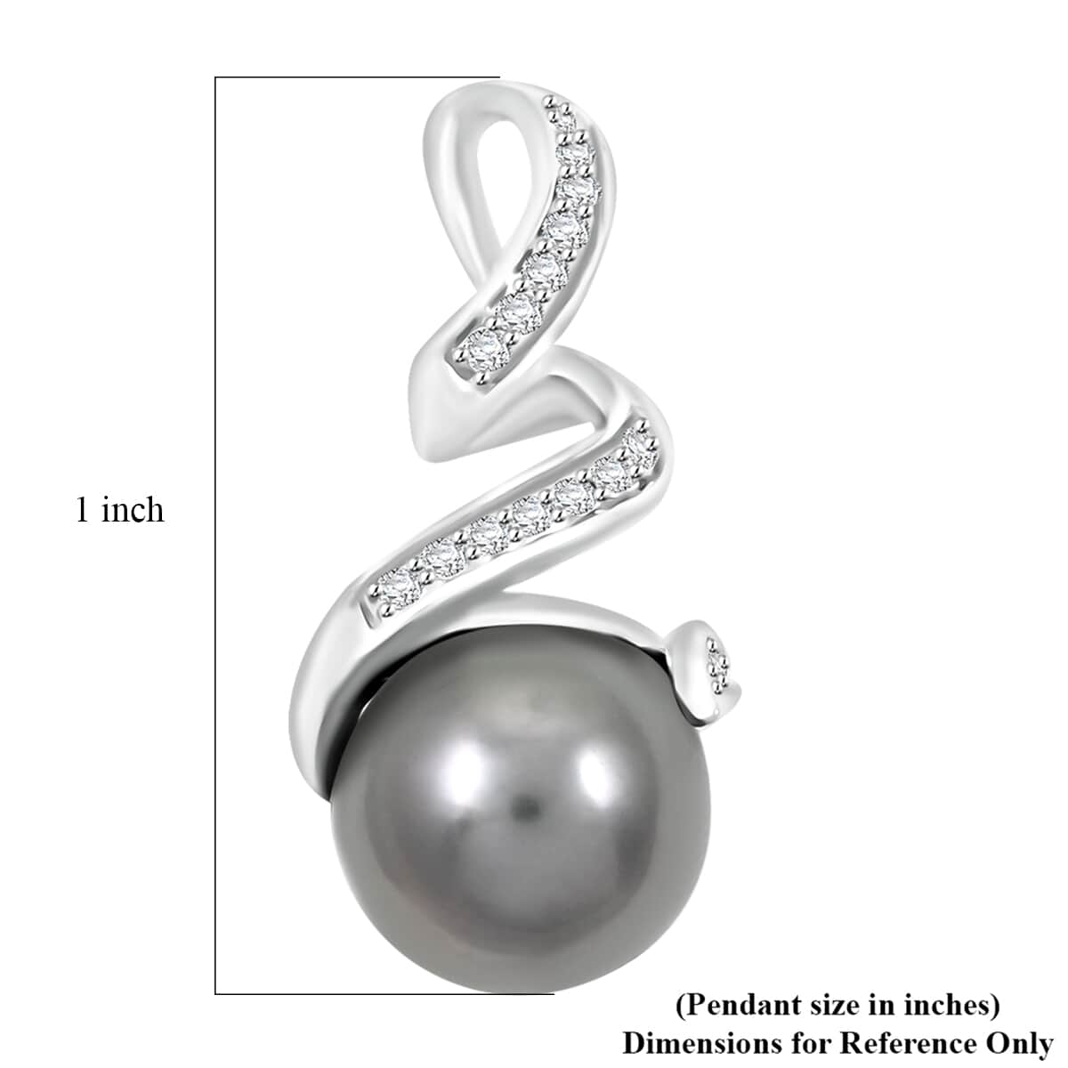 Certified & Appraised Iliana 18K White Gold AAA Tahitian Pearl 9.5-10mm and SI Diamond Pendant 0.16 ctw image number 4