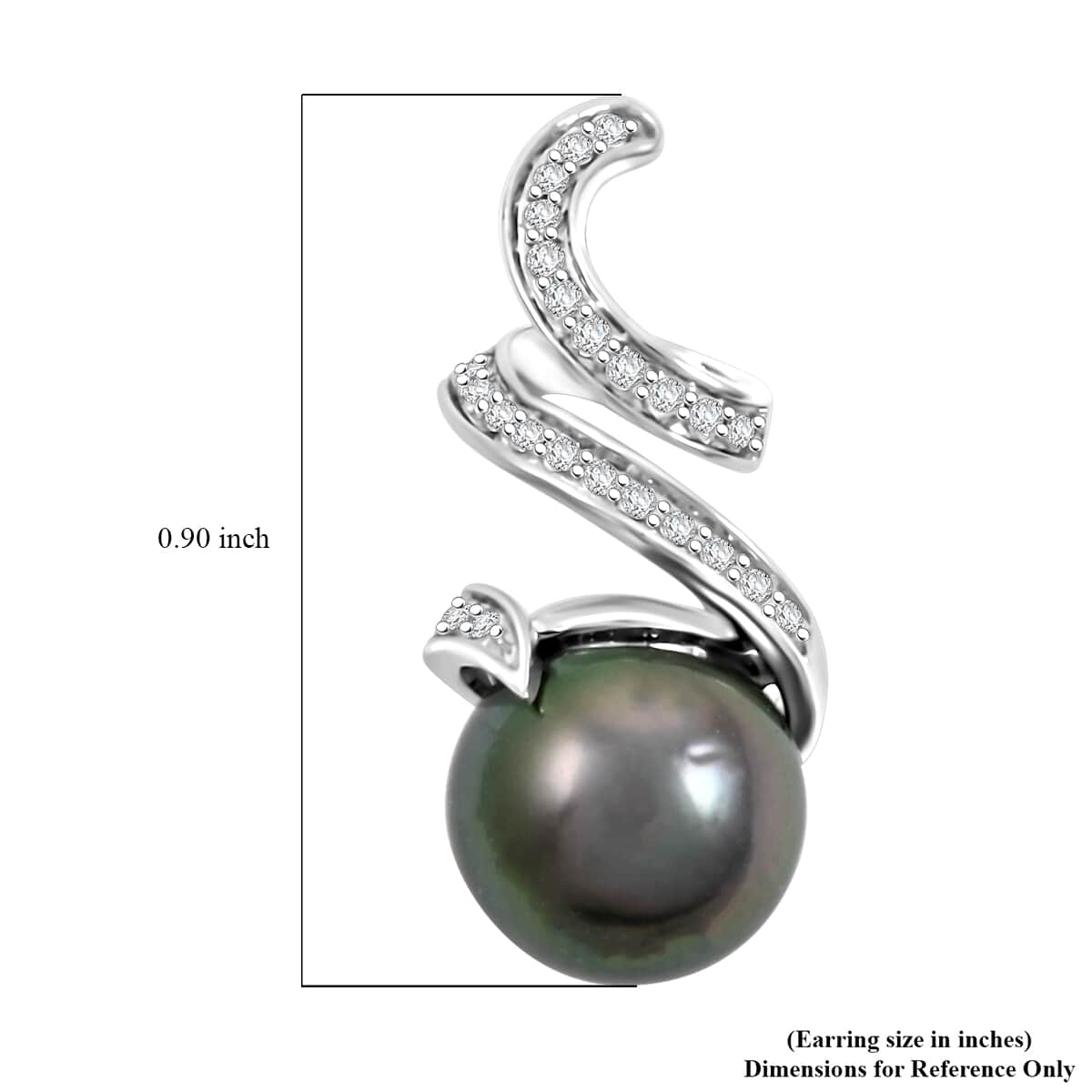 Certified & Appraised Iliana 18K White Gold AAA Tahitian Pearl 9.5-10mm and SI Diamond Earrings 0.21 ctw image number 4