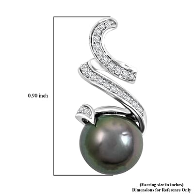 Certified & Appraised Iliana AAA Tahitian Pearl and SI Diamond 0.21 ctw Earrings in 18K White Gold
