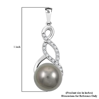 Certified & Appraised Iliana AAA Tahitian Pearl and SI Diamond 0.14 ctw Pendant without Chain 18K White Gold