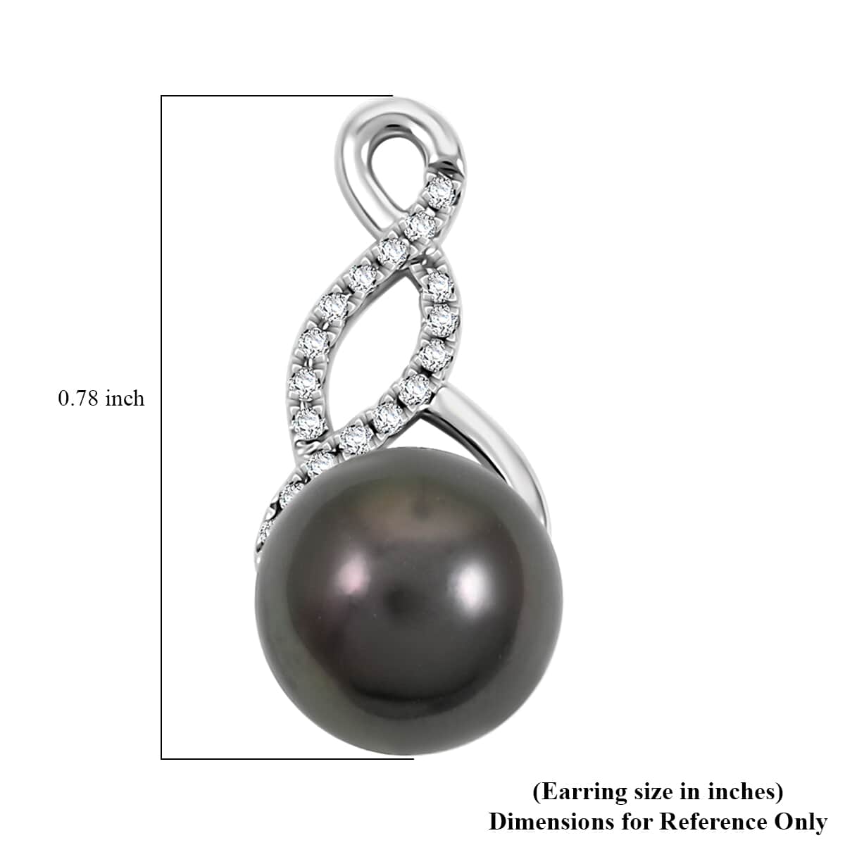 Certified & Appraised Iliana 18K White Gold AAA Tahitian Pearl 8.5-9mm and SI Diamond Earrings 0.16 ctw image number 4