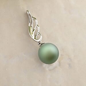 Certified & Appraised Iliana 18K White Gold AAA Tahitian Pearl 9.5-10mm Solitaire Pendant without Chain