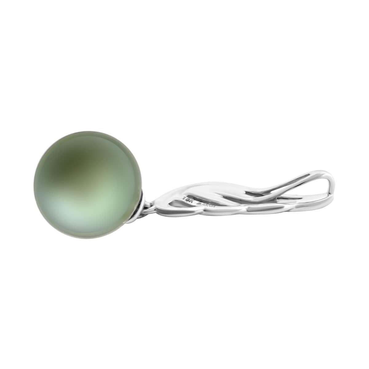 Certified & Appraised Iliana 18K White Gold AAA Tahitian Pearl 9.5-10mm Solitaire Pendant image number 3