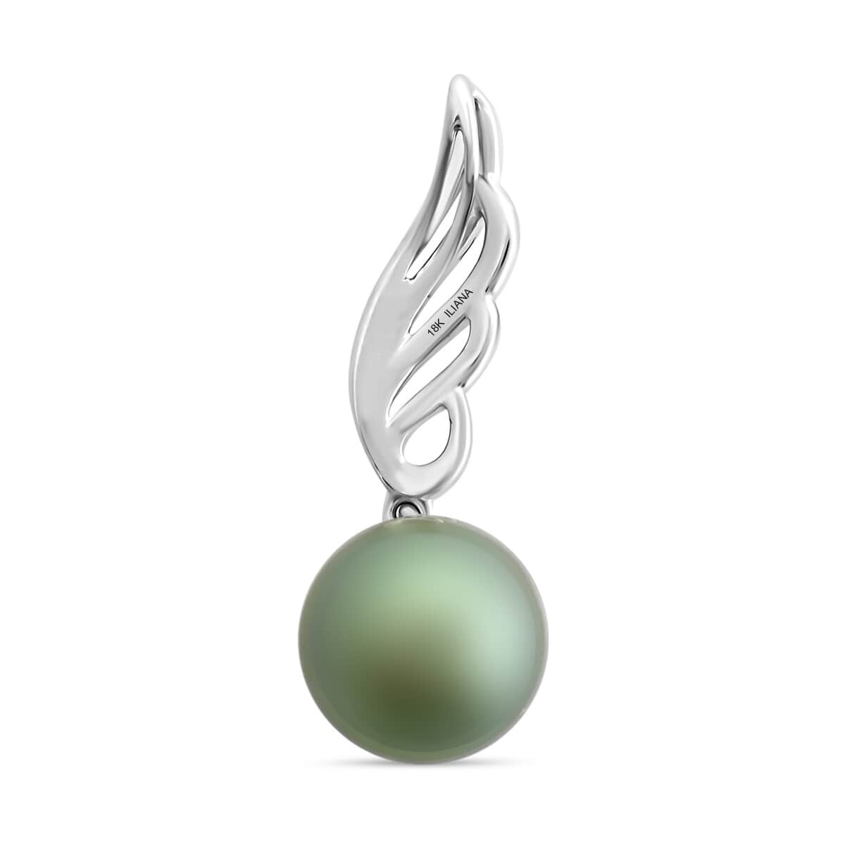 Certified & Appraised Iliana 18K White Gold AAA Tahitian Pearl 9.5-10mm Solitaire Pendant image number 4