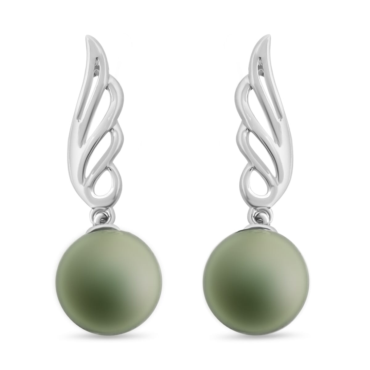 Certified & Appraised Iliana 18K White Gold AAA Tahitian Pearl 8.5-9mm Earrings image number 0