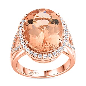 Certified & Appraised Luxoro AAA Marropino Morganite and G-H I2 Diamond 8.50 ctw Ring in 14K Rose Gold (Size 10.5) 6.50 Grams