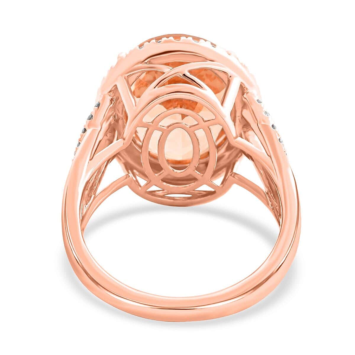 Certified & Appraised Luxoro AAA Marropino Morganite and G-H I2 Diamond 8.50 ctw Ring in 14K Rose Gold (Size 11.0) 6.50 Grams image number 4