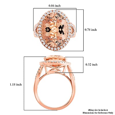 Luxoro AAA Marropino Morganite, Diamond Ring in 14K Rose Gold 8.50 ctw (Size 11.0)
