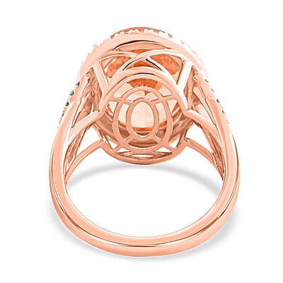Luxoro AAA Marropino Morganite, Diamond Ring in 14K Rose Gold 8.50 ctw (Size 8.0)
