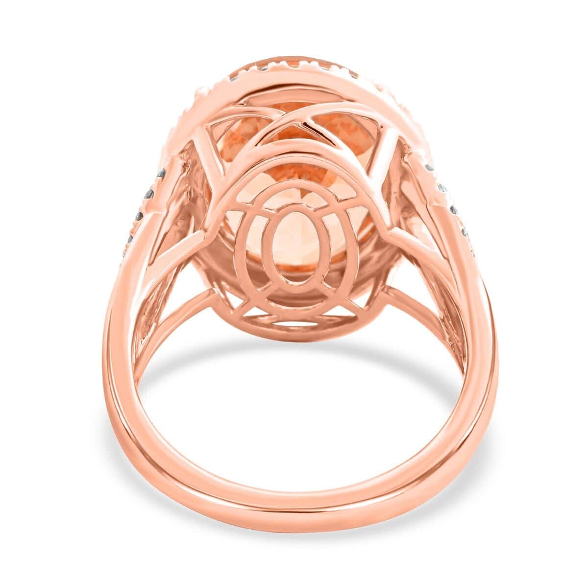 Certified & Appraised Luxoro AAA Marropino Morganite and G-H I2 Diamond 8.50 ctw Ring in 14K Rose Gold (Size 8.5) 6.50 Grams image number 4