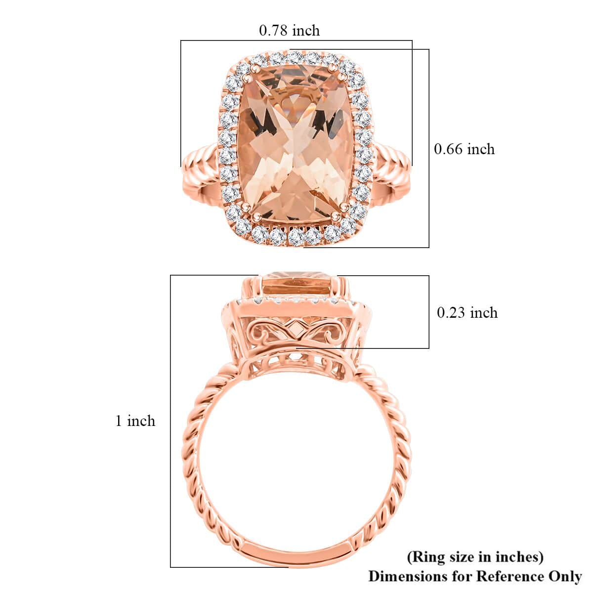 Certified & Appraised Luxoro 14K Rose Gold AAA Marropino Morganite and G-H I2 Diamond Ring (Size 10.0) 5.55 Grams 6.10 ctw image number 5