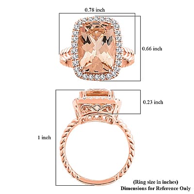 Certified & Appraised Luxoro 14K Rose Gold AAA Marropino Morganite and G-H I2 Diamond Ring (Size 10.0) 5.55 Grams 6.10 ctw