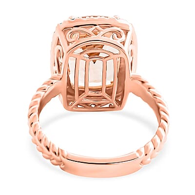 Certified & Appraised Luxoro 14K Rose Gold AAA Marropino Morganite and G-H I2 Diamond Ring (Size 10.0) 5.55 Grams 6.10 ctw