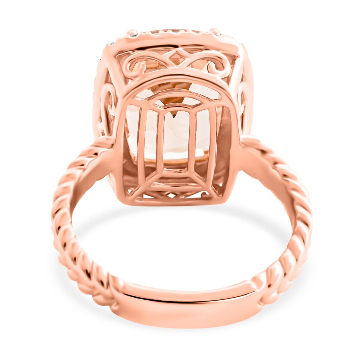 Certified & Appraised Luxoro 14K Rose Gold AAA Marropino Morganite and G-H I2 Diamond Ring (Size 5.5) 5.55 Grams 6.10 ctw image number 4