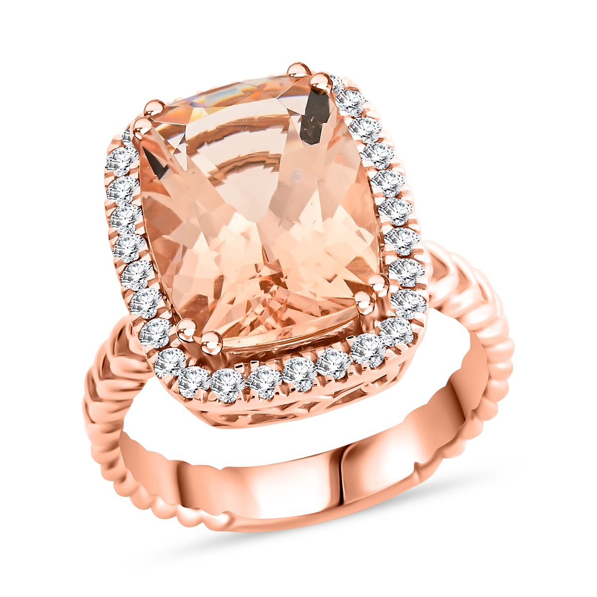 Certified & Appraised Luxoro 14K Rose Gold AAA Marropino Morganite and G-H I2 Diamond Ring (Size 9.0) 5.55 Grams 6.10 ctw image number 0